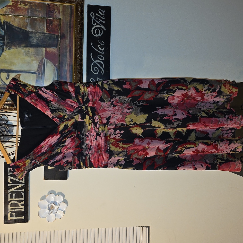 Adrianna Papell Black, Green and Pink Dress Womens Size 12